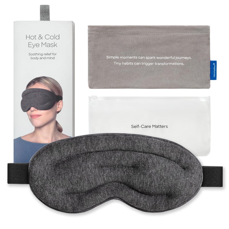 OSTRICH PILLOW Ostrichpillow Hot & Cold Eye Mask - Clay Beads Hot Cold and Compression Therapy for Dark Circles, Eye Bags, Dry Eyes, Headaches, Migraines - Velcro Closure 2 Protective Bags Included - Image 1